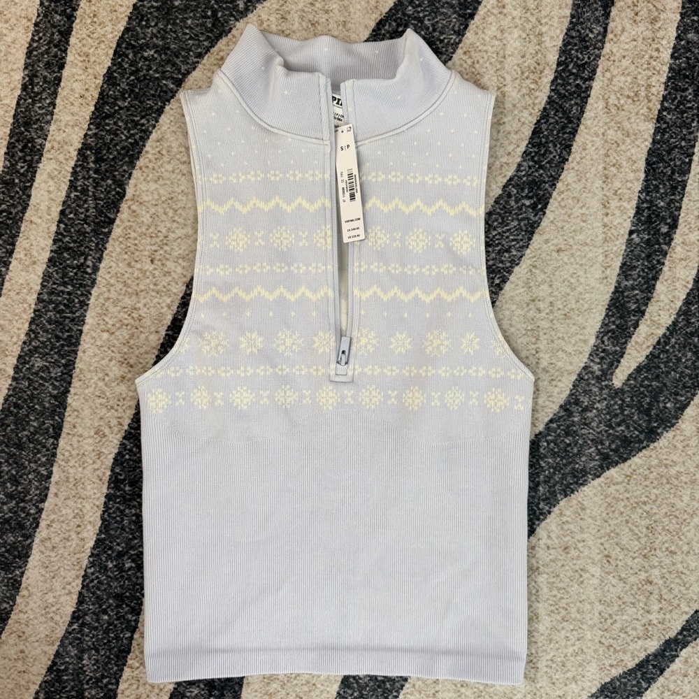 PINK Victoria's Secret Winter Seamless Half-Zip Tank Top Small